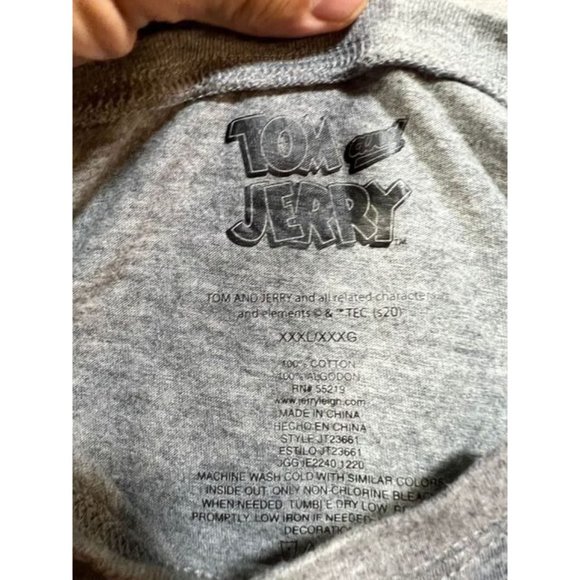 Tom Jerry Shirt Boys 3XL Grey Long Sleeve Pullover Tee Unisex Kids Youth - Picture 5 of 8